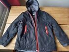 Black with Orange Zips Hooded Fleece Lined Jacket 10-11 years WASHED CLEAN