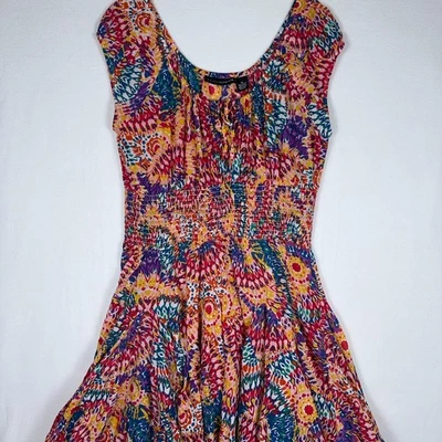Vestido maxi Grace Elements XL boho multicolorido sem mangas algodão batido - Imagem 1 de 4