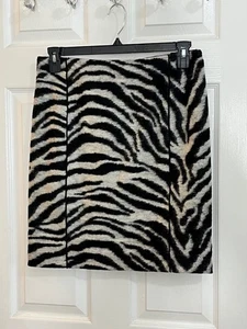 Ann Taylor Rock Damen 10 Zebramuster Wollmischung gefüttert Bleistiftrock schwarz weiß - Bild 1 von 11