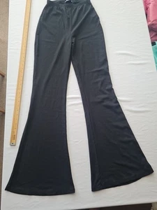 Ladies Ribbed Flare Trousers Misguided Size 10 Black 1923 - Picture 1 of 12
