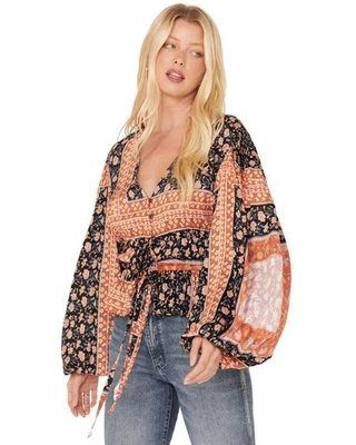 Jen's Pirate Booty Women's Roma Floral Patchwork Print Top - SF22-08 - Image 1 of 4