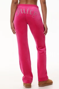 Juicy Couture OG Big Bling Velour Track Pants Size XL Free Love Hot Pink Studded - Picture 1 of 8