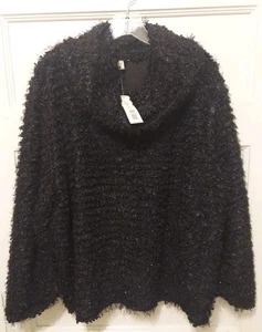 Nwts $59 Westbound Ladies Size X-Large Black Sparkle Fluffy Cowl Neck Sweater - Picture 1 of 5