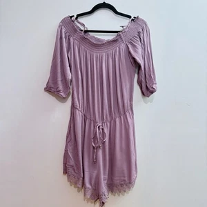 Maurice’s Damen XL Mauve Boho Spitzenbesatz gesmokt schulterfrei Strampler Neu mit Etikett - Bild 1 von 8