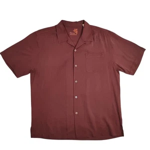 Chemise Tommy Bahama homme grande soie marron manches courtes boutonnée camp décontractée - Photo 1/16