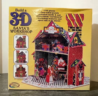 CEACO 3D Puzzle SANTA'S WORKSHOP 548 Pcs Christmas 2-Sided Corkboard SEALED - Image 1 of 4