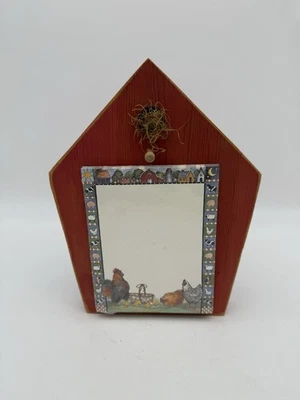 Vtg Memo Board Shopping List Scratch Pad Chicken Country Barn Wall Mount Wooden - Image 1 of 4