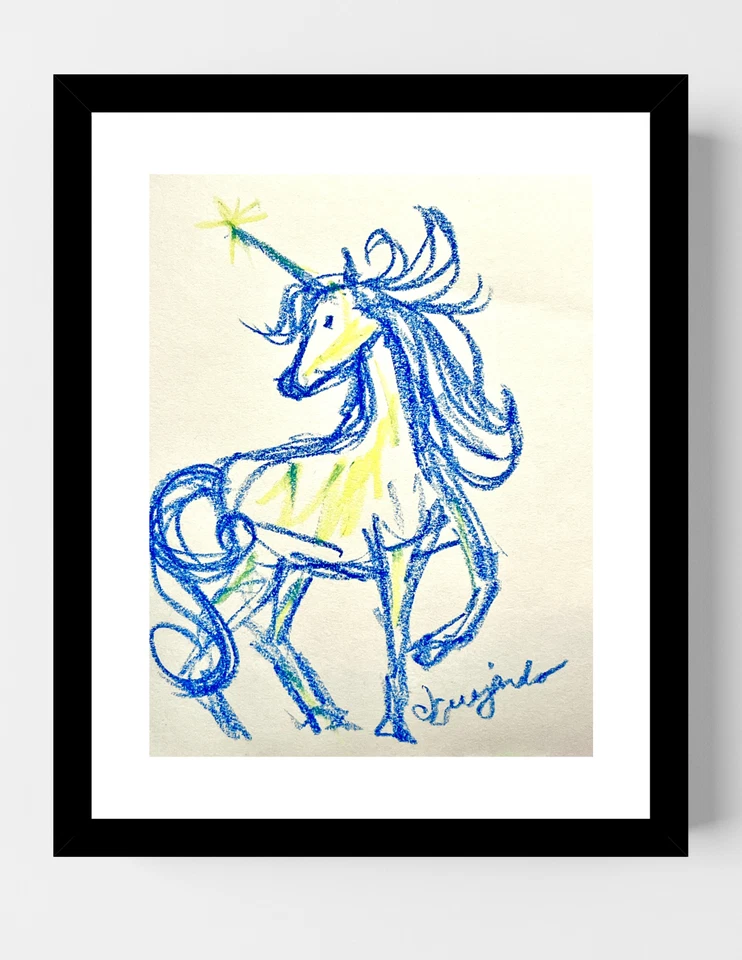 瓜哈多独角兽雪皇后原版素描 11X8.5 纸签名艺术 — 第 1/4 张图片