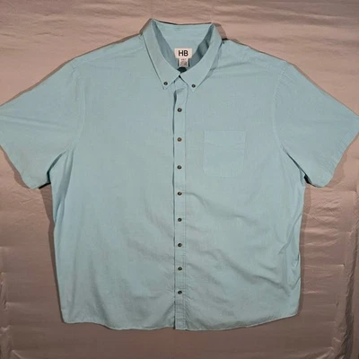 Harbor Bay HB Button Down Shirt Mens 4XLT Light Blue  Short Sleeve Pocket - Image 1 of 4