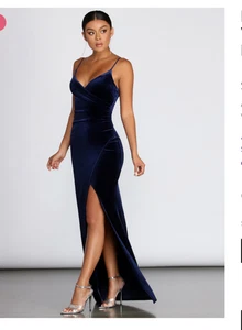 Y2K Windsor Velvet Wrap Dress L Maxi Corset Slit Sparkle Whimsigoth Hoco Prom - Picture 1 of 11