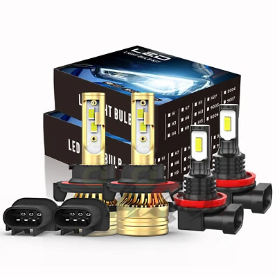 Para For Pontiac Torrent 2006-2009 White LED Faro alto/bajo + luces antiniebla - Image 1 of 4