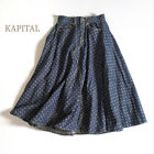 Kapital Dotted Denim Skirt Patchwork Design Women Indigo Blue Cotton Size M Used