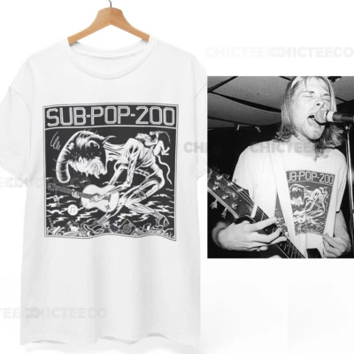 Camisa Sub Pop 200 Camiseta Unisex Kurt Cobain Nirvana Grunge Música Años 90 Foto 1 de 4
