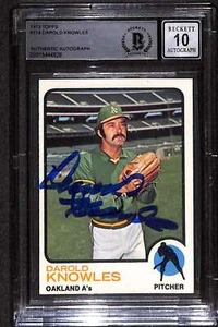 1973 Topps 274 Darold Knowles BGS Auto 10 Autographed BAS Authentic C80459 - Picture 1 of 2