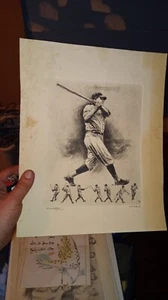 Estampado de lino vintage original de Babe Ruth 'The Immortal Babe' firmado R. Palenska - Imagen 1 de 6