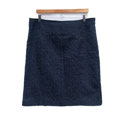 Dana Buchman Skirt 16 Dark Blue Textured Classic Straight Slit Office Chic - Image 1 of 4