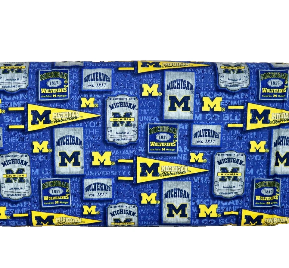 Michigan Wolverines ~ Logo Pattern College Cotton Fabric 1/4 Yard 9” X 44” - Image 1 of 4