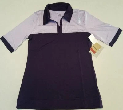 NUEVO CON ETIQUETAS CAMISA POLO DE GOLF REEBOK SPORT DELGADA CON CUELLO DEPORTIVO PARA MUJER TALLA S PÚRPURA Foto 1 de 4