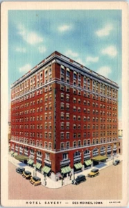 HOTEL SAVERY Des Moines, Iowa IA linen - Postcard - Picture 1 of 2