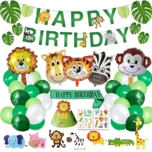 Safari Birthday Decorations Jungle Theme Party Supplies Included Birthday Banner - Picture 1 of 12
