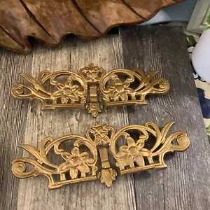 ornamental support for draperies C.P. Henry 1937 gold tone pair Art Deco Vintage - Picture 1 of 9