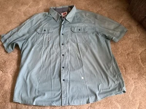 Wrangler Men's 3XL Teal Short Sleeve Button Up Work Shirt Flex For Comfort - Picture 1 of 8