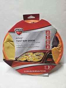 Auto Drive Emojis Yellow Windshield Twist Sunshade 2 Count 28.5" x 31.5" New! - Foto 1 di 3