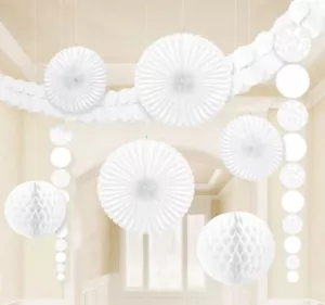 Amscan - 249263 Blanco Damasco Kit de Decoración de Boda - Kit de 9 Piezas - Blanco - Imagen 1 de 2