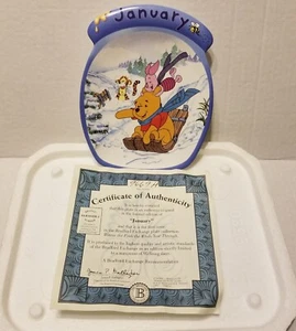 Winnie The Pooh~The Whole Year Through~January Plate~COA~Bradford Exchange  - Picture 1 of 6