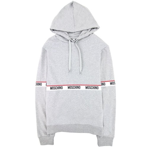 Felpa con cappuccio con nastro Moschino grigia vestibilità regolare nuovissima con etichette taglia XXL