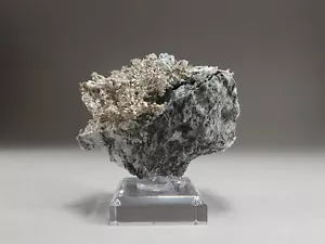 Native Silver Allargentum & Dyscrasite Crystals in White Calcite Matrix #35 - Picture 1 of 7