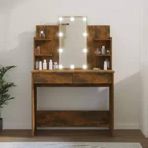 NNEVL Dressing Table with LED Smoked Oak 96x40x142 cm - Picture 1 of 11