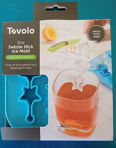 NEW TOVOLO "STAR" SWIZZLE STICK ICE MOLD DRINK STIRRER SILICONE ICE CUBE TRAY - Picture 1 of 5