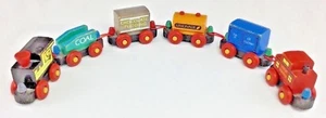 Montgomery Schoolhouse Vintage Midget Railway 6 auto treno in legno set fatto a mano in ottime condizioni - Foto 1 di 9