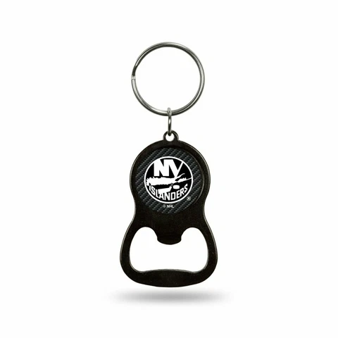 New York Islanders Keychain Bottle Opener Carbon Fiber Design Metal Hockey Cover