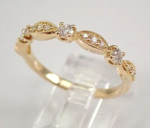 14K Yellow Gold Plated Silver 0.50Ct Round Real Moissanite Ring Band Stackable - Picture 1 of 5