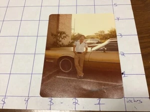 Vintage photo -- GAY INTEREST - leaning against car - 1970's - Picture 1 of 2