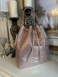 NWT$395 Brahmin Marlowe Cashmere Pink Tenor Leather Drawstring Bucket Shoulder - Picture 1 of 16