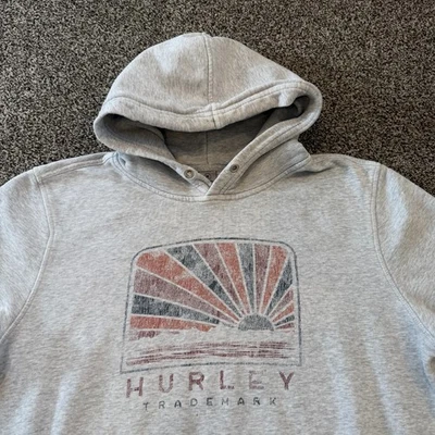 Sudadera con capucha gris grunge vintage Y2K Hurley Surf Beach para hombre talla grande polar Foto 1 de 4