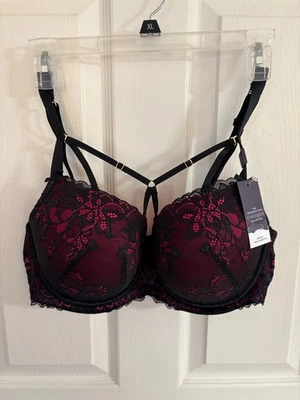 Nuevo con etiquetas Sujetador Cacique 38DD Negro/Rosa Encaje Con Aros Boost Balconette Lane Bryant Foto 1 de 4