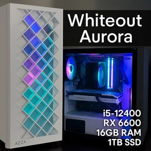 Whiteout Aurora Gaming PC | i5-12400 | RX 6600 | 16GB RAM | 1TB SSD | ARGB - Picture 1 of 8