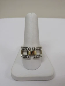 Designer LAGOS Sterling Silver Signature 18K High Bar Hinged Ring - Picture 1 of 7
