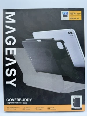 MagEasy CoverBuddy Black Leather Case For iPad Pro 12.9” Air 13” Magnetic Case. - Image 1 of 2
