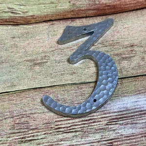 Traditional Silver Hammered 3 1/4” House Mailbox Number 3 - Picture 1 of 4
