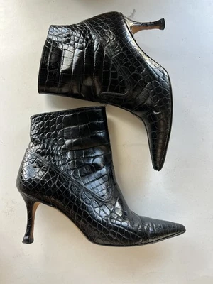 Manolo Blahnik Cocodrilo Botas Zapatos Tacones talla 36.5 - 6.5 Foto 1 de 4