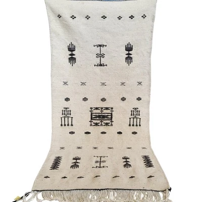 Moroccan Rug Elegance Handwoven Vintage Beni Ourain Wool Rug Berber Kilim Carpet - Image 1 of 4