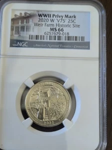 2020-W V75 25C WEIR FARM HISTORIC SITE (NGC GRADED MS66) PRIVY MARK - Picture 1 of 5