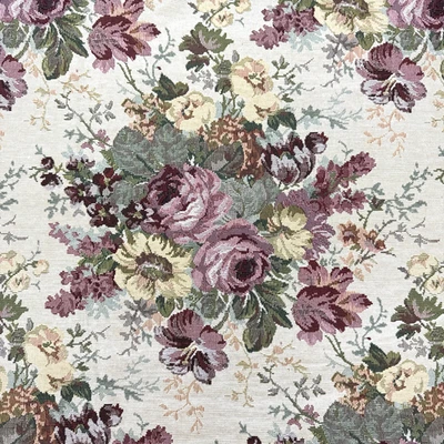 Large Rose Floral Pink Geens Jacquard Upholstery Fabric BTY #24 - Image 1 of 4