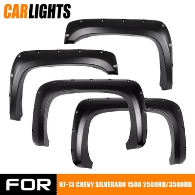 4PC Pickup Pocket Fender Flares Fits 2007-2013 Chevy Silverado 1500 2500/3500HD - Image 1 of 4