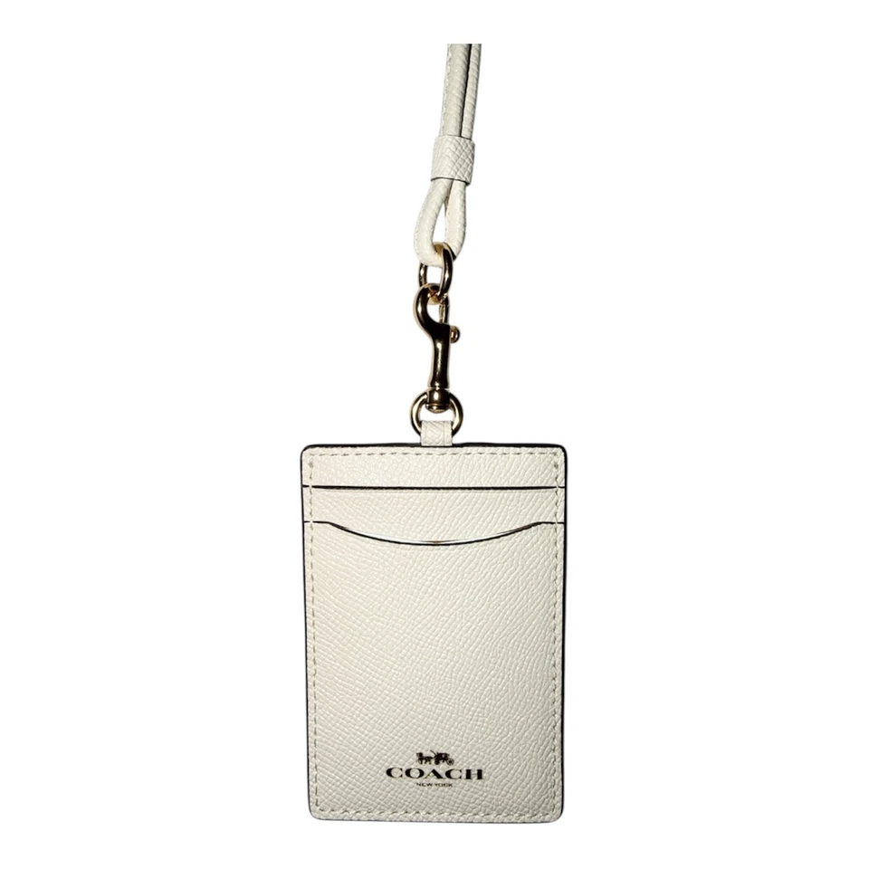 Novo em folha Coach F57311 cordão porta-cartão crachá estojo couro giz branco $68 - Imagem 1 de 4